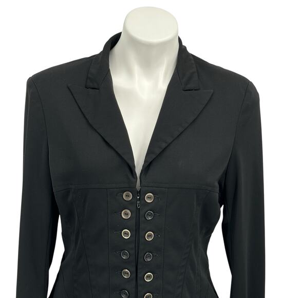 Jacqueline Riu Steampunk Jacket Women VTG 42 Black Gothic Victorian DarkAcademia - Picture 2 of 11